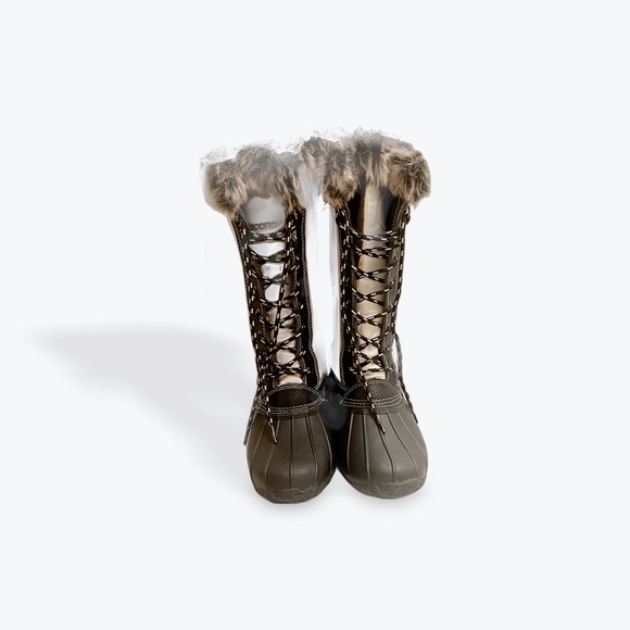 Sporto Natasha 7.5 Women Gray Suede Faux Fur Lined Tall Duck Boots Waterproof - Picture 5 of 6